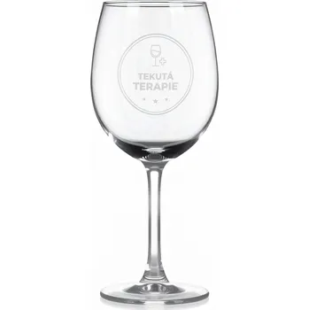 Sklenice Sklenice na víno s gravírovaným textem „TEKUTÁ TERAPIE“