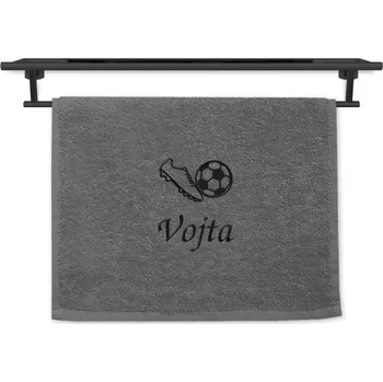 Ručník Malý ručník se jménem NA PŘÁNÍ stříbrný 30x50 Kopačka a míč