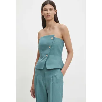 Dámská halenka Halenka s lněnou směsí BA&SH 1H24GABR tyrkysová 66X, vel. L