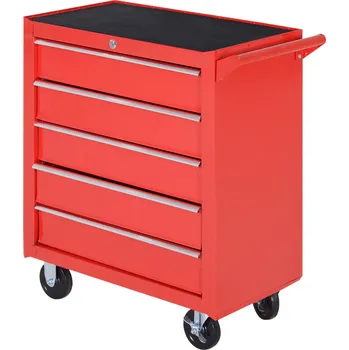 DURHAND Skříňka na kolečkách DURHAND, skříňka na nářadí do garáže, kůlny, ocel, 69L x 33W x 75H cm, červená barva