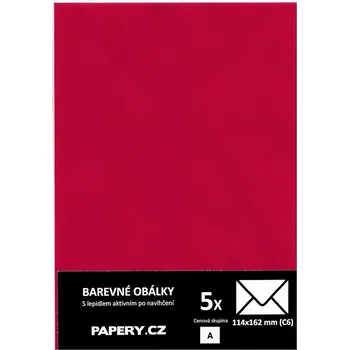 Obálka HYBLER S.R.O. barevná obálka 114X162 ČERVENÁ TMAVÁ, 5 kusů, 100 gm2, olizová