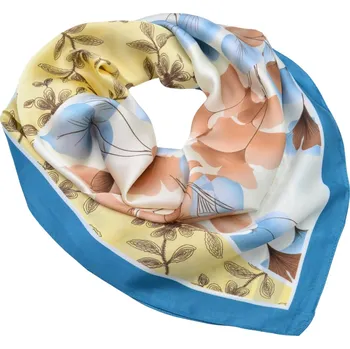 Šátek Šátek - modro-žlutý s květinovým potiskem