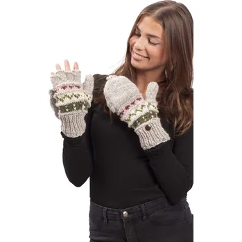 Rukavice Vlněné převlékací rukavice / zeleno-šedé I.