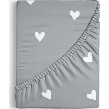 Prostěradlo Bavlněné napínací prostěradlo - Srdíčka na šedém 80 x 160 cm