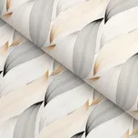 PVC ubrus Zlato-stříbrné designové vlnky na bílém PV-203 - metráž š. 140 cm