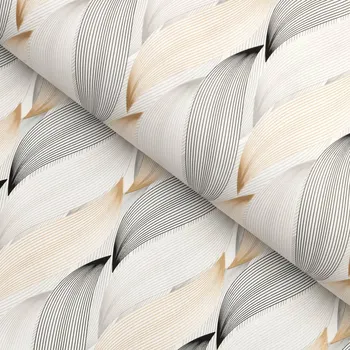 ubrus PVC ubrus Zlato-stříbrné designové vlnky na bílém PV-203 - metráž š. 140 cm