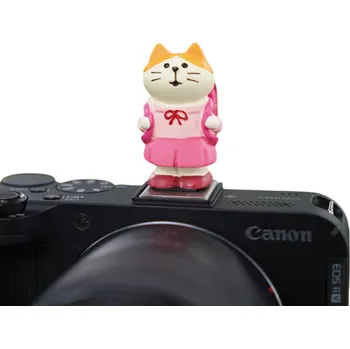 Selfie tyč Krytka blesku fotoaparátu Univerzální patice Dekorativní ochrana motiv kočka s mašličkou a batohem pro Sony Nikon Canon Fuji Pentax Leica Olympus