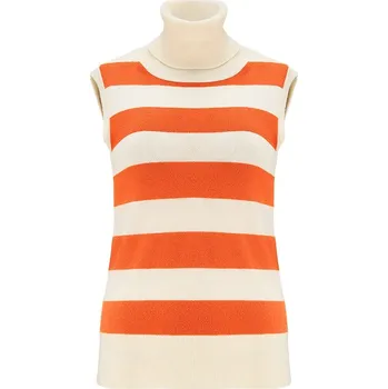 Dámský svetr Dámský Merino svetr s kašmírem bez rukávů s roláčkem Gullhol Vest Oranžová S