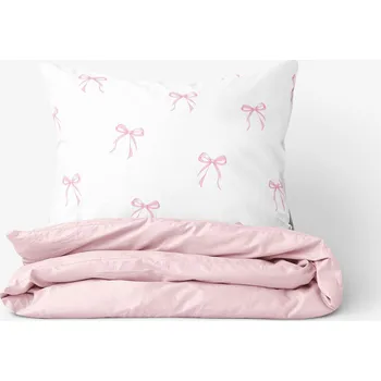 Povlečení Bavlněné povlečení Duo - Růžové mašličky s pudrově růžovou 140 x 200 a 70 x 90 cm