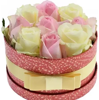 umělá květina Krabička růží VIVIENNE červená 18x8cm