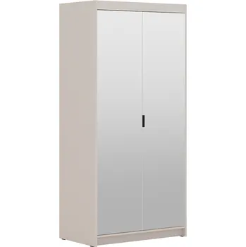 Šatní skříň Skříň Elena 2D se zrcadlem, pískově béžová, 90 x 191 cm