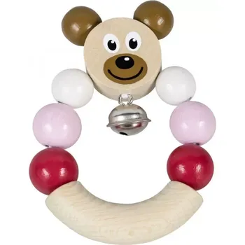 Dřevěné chrastítko medvídek růžové