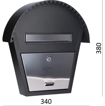 Poštovní schránka poštovní schránka E-LUX5 nerez/černá - dopisní schránka 340 x 380 x 75 mm (š x v x hl), leštěná nerez AISI430