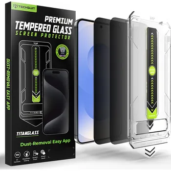 Techsuit - [kompatibilní s odemykáním otiskem prstu] TitanGlass CrystalHD (2 kusy) - Samsung Galaxy S26 - Soukromí