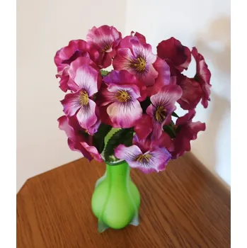 umělá květina Kytice macešek 27 cm fialová