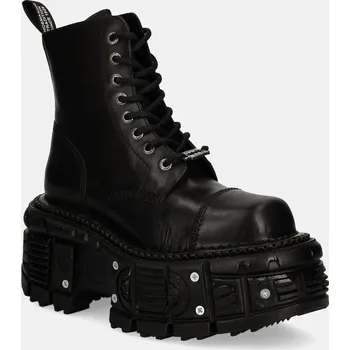 Pánská zimní obuv Kožené workery New Rock CRUST NEGRO IMPERFECT TANK NEGRO TORNILLOS, 41, černá, 99X