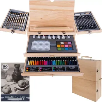 auto na autodráhu Malířská sada v dřevěném kufru – 83 prvků