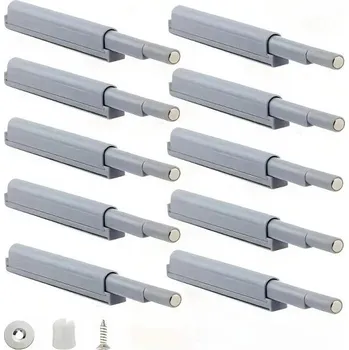 Sada 10 ks Tlakový otevírací mechanismus 12,5 x 1,05 x 1 cm Skryté bezúchytové zavírání dvířek a zásuvek