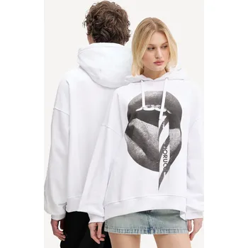 Pánská mikina Bavlněná mikina Fiorucci Mouth Print Relaxed Fit Hoodie U02SPSHO092CJ05WH05 bílá 00X, vel. M