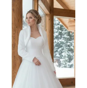 Dámský kožich Svatební plyšový kabátek - bílý: BF-168 Vybraná velikost: 5XL