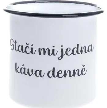 Hrnek smaltový dekorační Stačí mi jedna káva denně 1000 ml