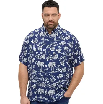 Pánská košile Velká pánská vzorovaná košile s krátkým rukávem North Latitude 51309-0581 modrá (5XL)