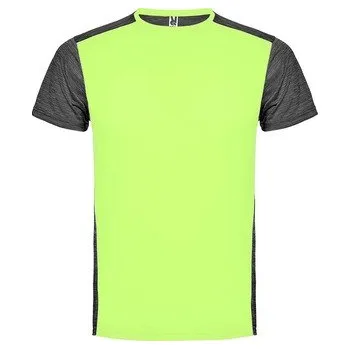 Dětské sportovní tričko Zolder, svítivě žlutá/černá melírová, Velikost 12