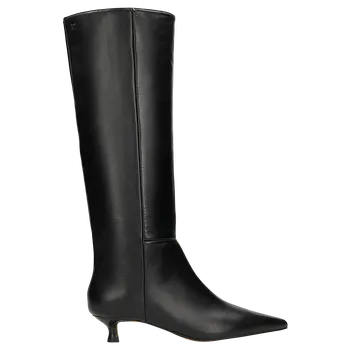 Dámská obuv Černé Kožené Dámské Kozačky Na Nízkém Podpatku Wojas 7111951 40