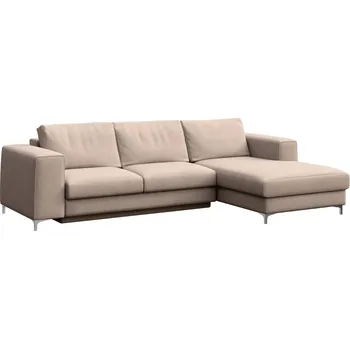 Pohovka Rodier Béžová sametová rozkládací pohovka Rene 277 cm, pravá