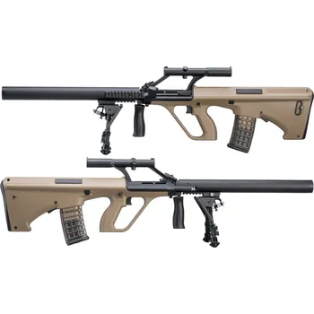 Airsoftová zbraň Snow Wolf Steyr Aug + tlumič + optika + dvojnožka (SW-020-AM) - pískový