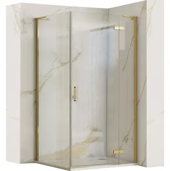 Rea Hugo, 1-křídlová sprchová kabina 100(dveře) x 80(stěna) x 200,5 cm, zlatá matná, KPL-K8415