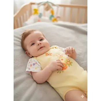 Kojenecké body krátký rukáv Ewa Jáš žluté