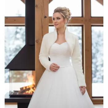 Dámský kožich Svatební plyšový kabátek ivory BF-168 Vybraná velikost: XXL