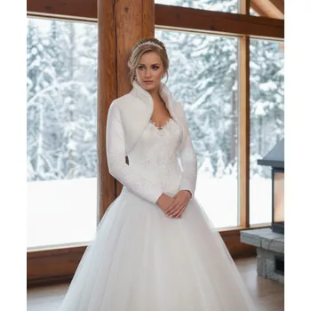 Dámský kožich Zateplené svatební bolerko - ivory: BF-120 Vybraná velikost: XXL