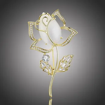 Brož Éternelle Brož Swarovski Elements Catherina Gold - květina B7063-XR06520A Zlatá