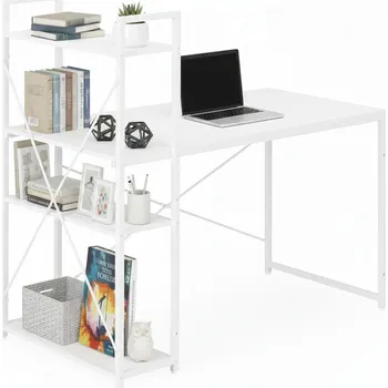 Psací stůl Školní počítačový stůl 120x60 cm s policovou skříní a 3 policemi bílý ModernHome