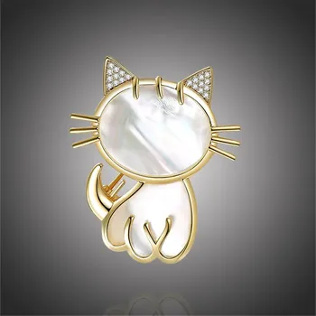 Brož Éternelle Brož se zirkony Kitty - kočka B7119-E-071 Zlatá