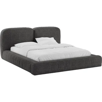 Postel Micadoni Tmavě šedá bouclé dvoulůžková postel Martina 180 x 200 cm s úložným prostorem