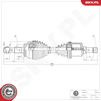 Poloosa kola Hnací hřídel - poloosa ESEN SKV 40SKV200
