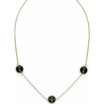 Náhrdelník Zlatý náhrdelník s broušenými vltavíny