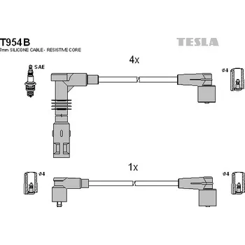 Zapalovací kabel Sada kabelů pro zapalování TESLA T954B