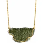 Elegantní zlatý náhrdelník s vltavínem P29 0005