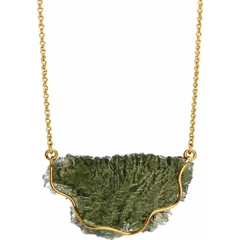 Náhrdelník Elegantní zlatý náhrdelník s vltavínem P29 0005