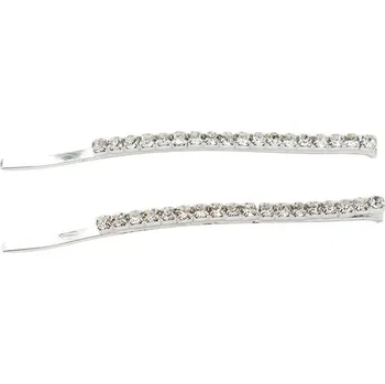 Kovová sponka s kamínky - rovná, 2 ks