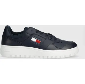 Pánské tenisky Kožené sneakers boty Tommy Jeans TJM RETRO BASKET ESS EM0EM01395 námořnická modř 59X, EUR 41