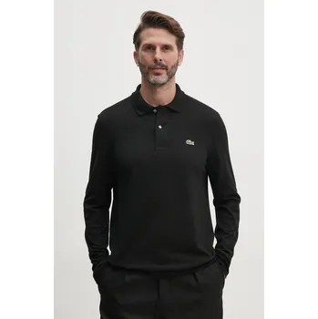 Pánské tričko Bavlněné tričko s dlouhým rukávem Lacoste L1312 031 L1312.031 černá 99A, vel. M