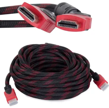 Video kabel MrHome KABEL HDMI 1.4 4K 3D UHD, MĚDĚNÝ 48 bit - červený, 10m