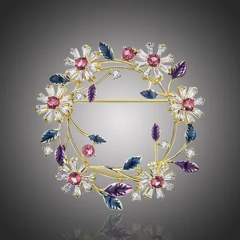 Brož Éternelle Exkluzivní brož Swarovski Elements Olivia - věnec kvítí B7031-MM-BR-8115 Barevná/více barev