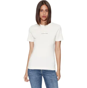 Dámské tričko CALVIN KLEIN DÁMSKÉ TRIČKO T-SHIRT MONOLOGO SLIM FIT TEE ECRU J20J221426 YBI Velikost: XS