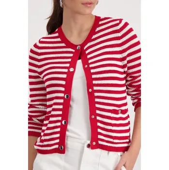 Dámská mikina Svetr Monari 410216 červeno bílý pruh cardigan Velikost: 36